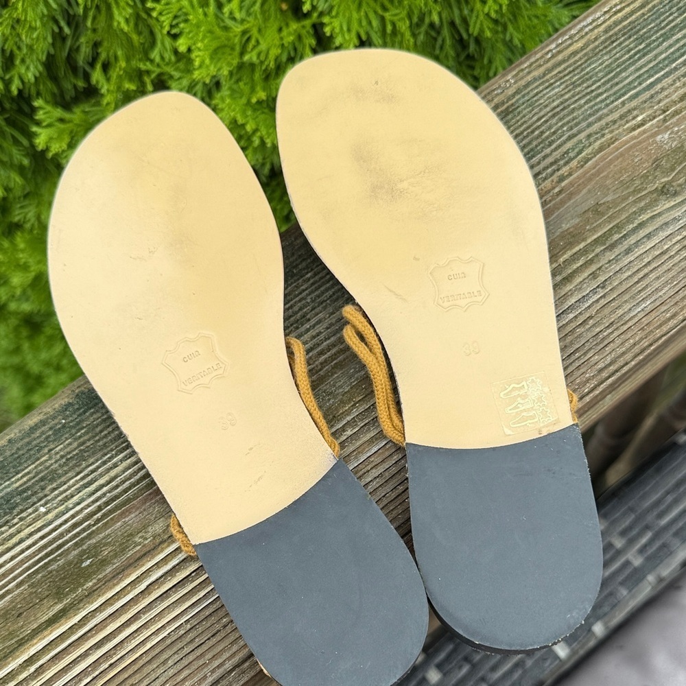 Gold Women's Slide Sandals flip flops L. Effel size 8 or 39EU - Picture 6 of 7